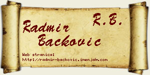 Radmir Backović vizit kartica